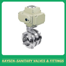 DIN Hygienic 3-Piece Butterfly Valve Electric Actuator Weld